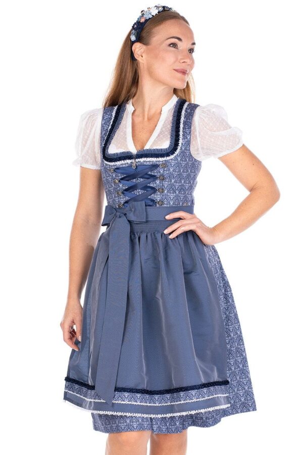 Dirndl Liebenfels Vintage Blue with White by Marjo