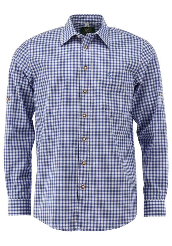 Men's Checkered Shirt with Convertible Sleeve Medium Blue