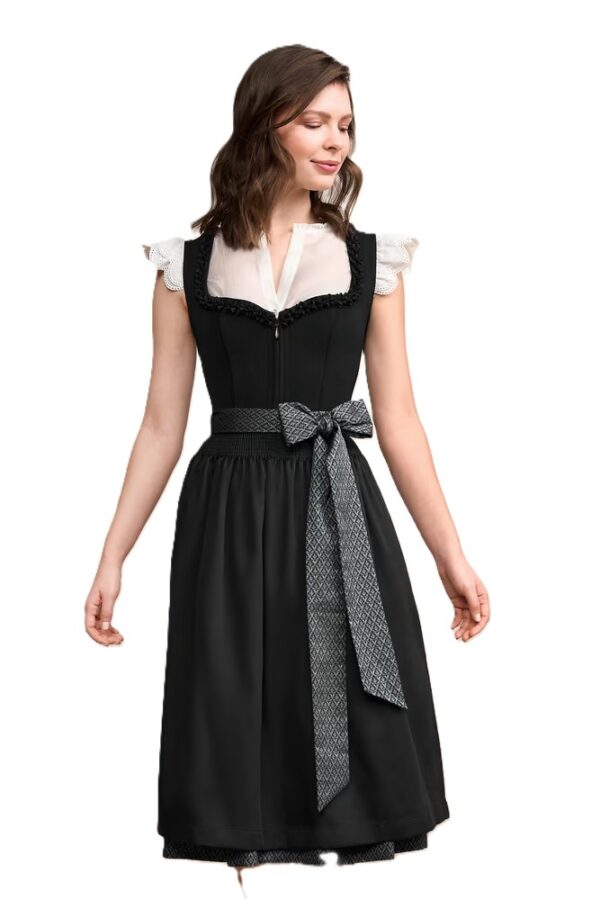 Dirndl Anica Black and Charcoal by Kruger Longer Length Size 16