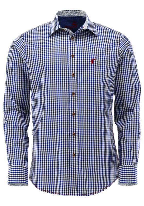Men's Casual Trachten Shirt Two-tone Green Check - Slim Fit