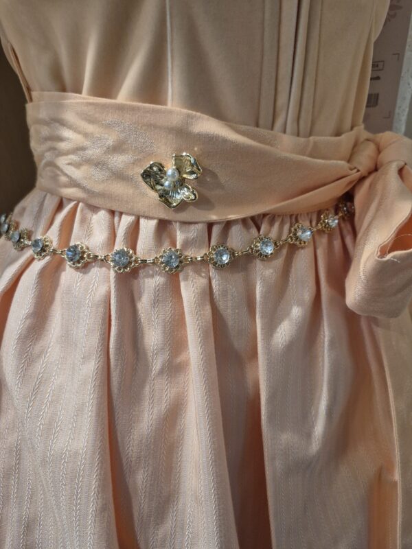 Chain Belt for Dirndl Gold Flowers with Rhinestone Center