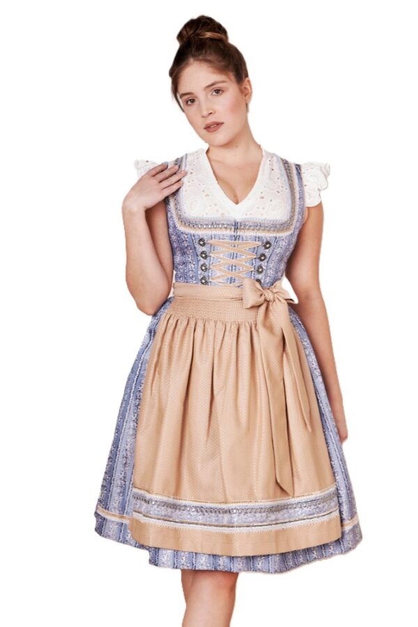 Dirndl Eike Pale Blue with Taupe by Kruger