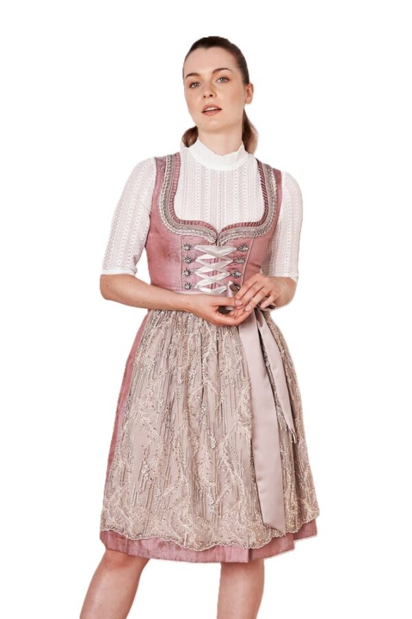 Dirndl Paloma Rose with Taupe  Size EU 36/US 6 only.