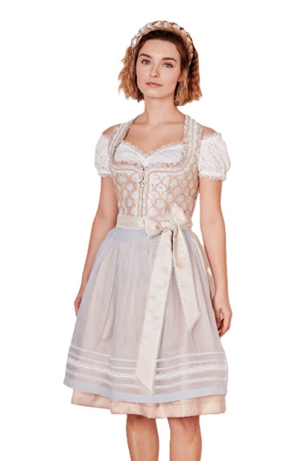 Dirndl Seraphina Cream with Dove Grey  Size EU 40/US 10 only
